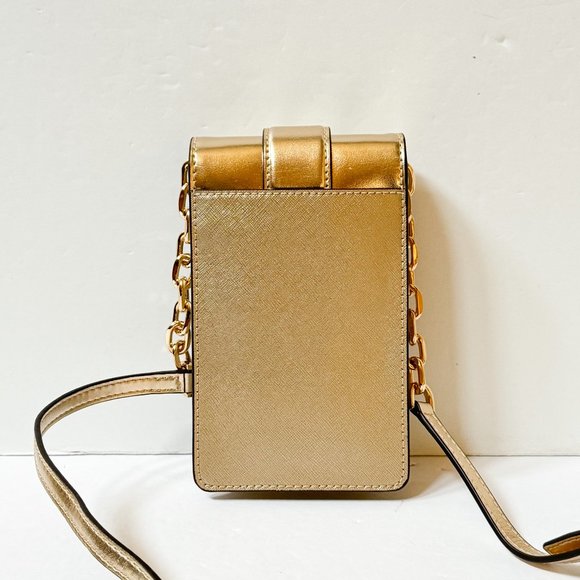 Michael Kors Carmen Small North South Phone Crossbody Bag Pale Gold - Picture 6 of 14